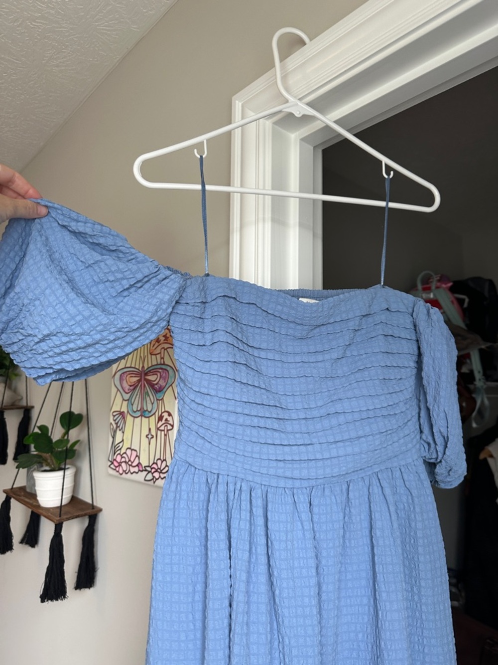Abercrombie & Fitch Light Blue Textured Midi Dress - Picture 2 of 3